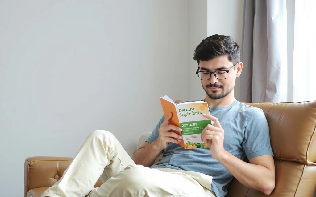 Persona leyendo una guía sobre suplementos bajo luz natural